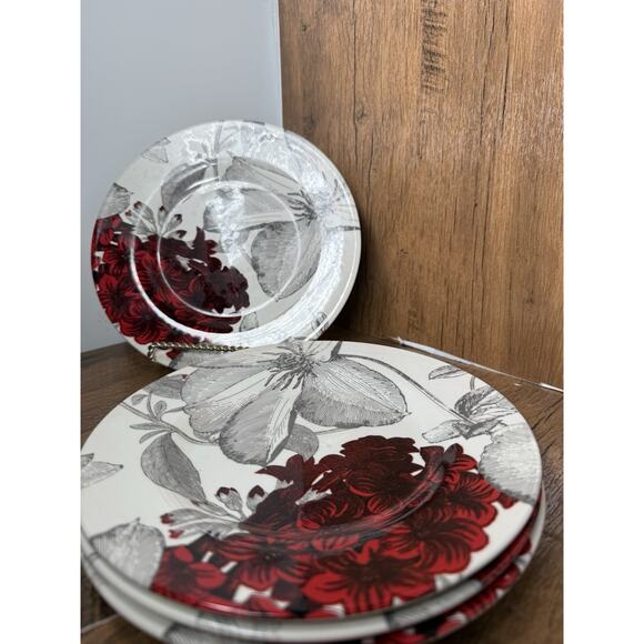 Royal Stafford Other - 4 Andrew Tanner Royal Stafford Clematis Red Gray Flowers Lunch Plates